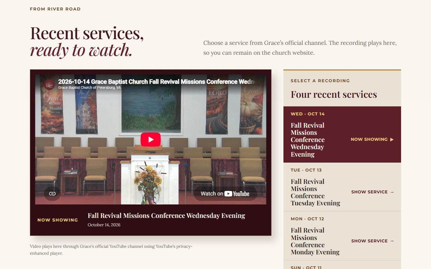 Grace Baptist sermons page